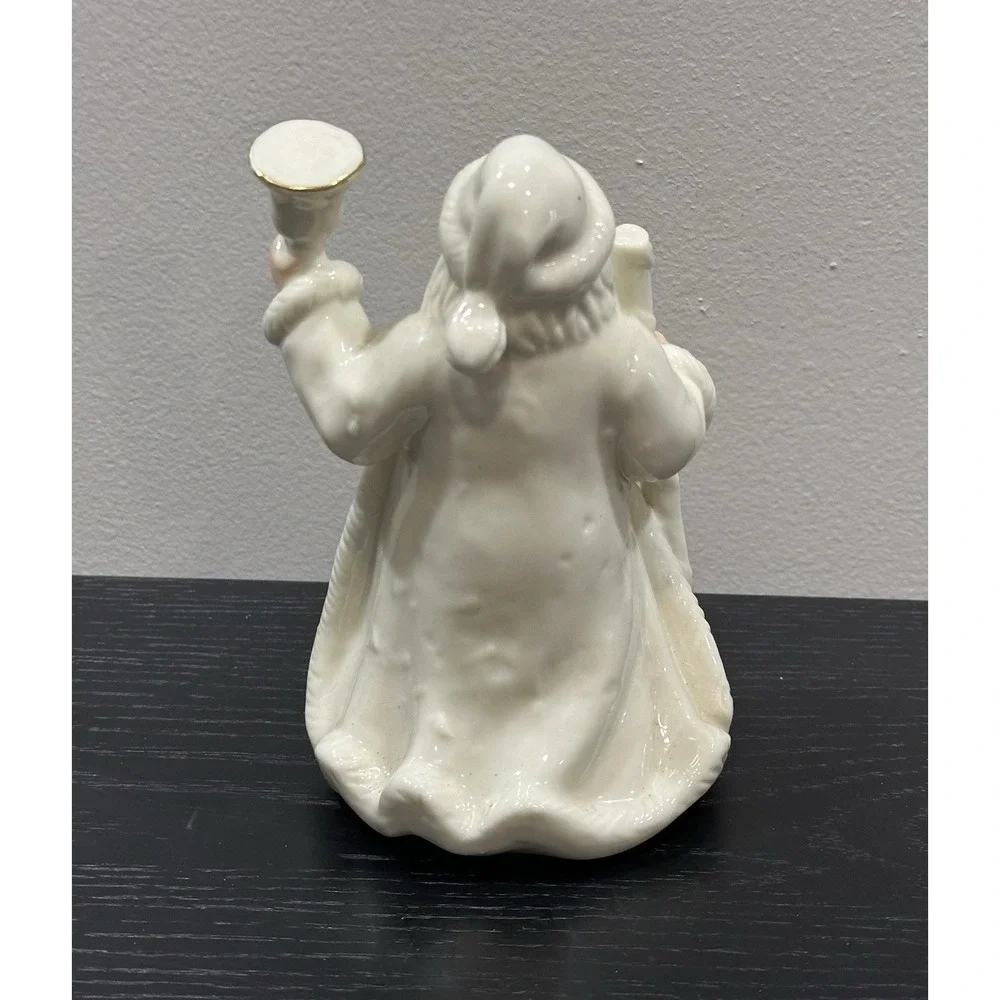Vintage K's Collection White Porcelain Santa Claus‎ Figurine Gold Bell Staff 6